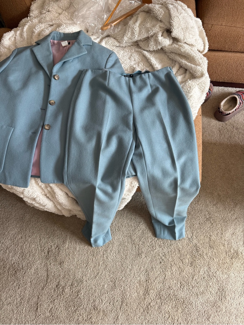 Vintage KORS Michael Kors Bergdorf Goodman powder blue wool-silk suit set, sz 4